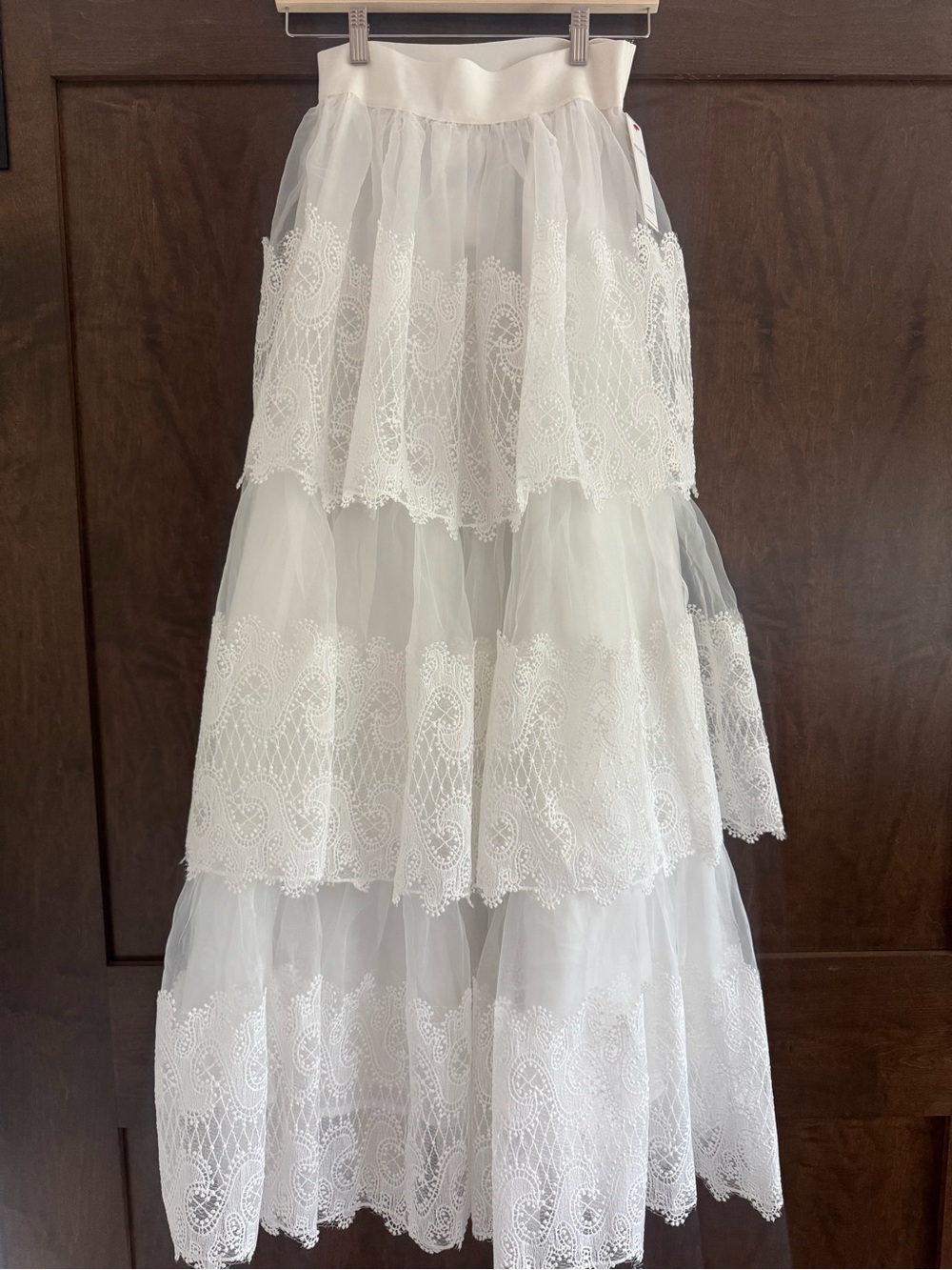 NWT Aura Organza and Lace Tiered Maxi Skirt STUNNING
